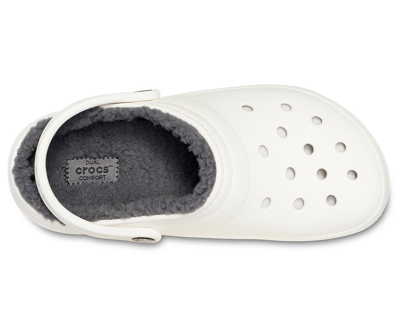 lined white crocs