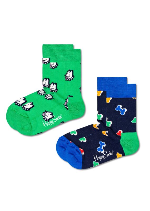 Happy Socks Kids Dog & Dog Bone Socks 2-Pack KDDB02-7300