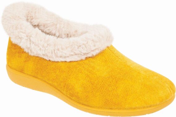 Adams Shoes Closed-Back Fur Slippers Mustard 716-21531