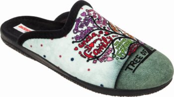 Adams Shoes Tree Of Life Black/Green Slippers 624-22700