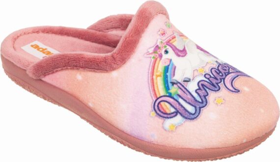 Adams Shoes Kids Unicorn & Rainbow Pink Slippers 624-22841