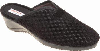 Adams Shoes Women's Wedge Black Checkered Pattern Slippers 624-23686