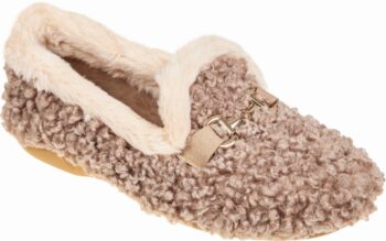 Adams Shoes Women's Closed-Back Fluffy Brown Slippers 624-23697