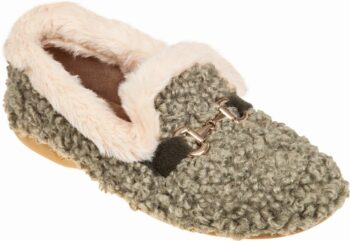 Adams Shoes Women's Closed-Back Fluffy Olive Slippers 624_23697