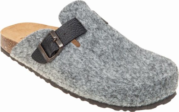 Adams Shoes Leather Felt Men Dark Grey Slippers 580-23521