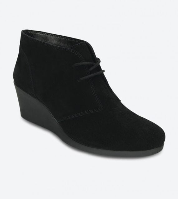 Crocs Leigh Suede Wedge Bootie Black 203419-001